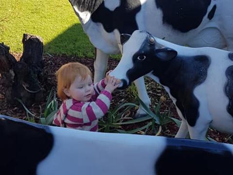 BIG4 Shepparton Park Lane Holiday Park - Toddler with Cows