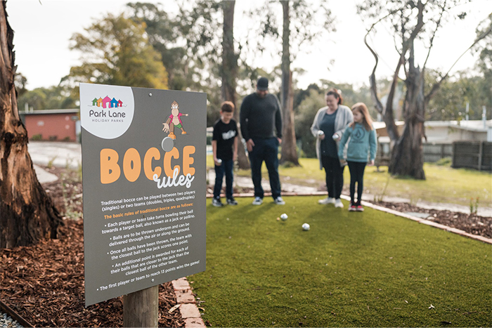 Play Bocce at Phillip Island, Park Lane Holiday Park.
